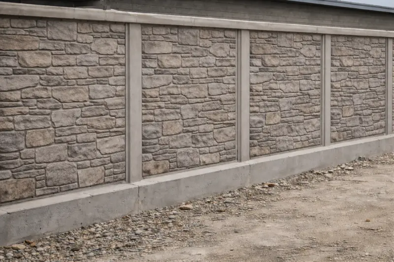 Taş Desenli Beton Çevre Duvarı